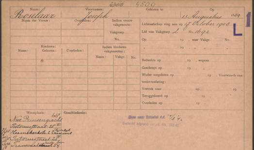 Joseph Roselaar | Membership card, front side